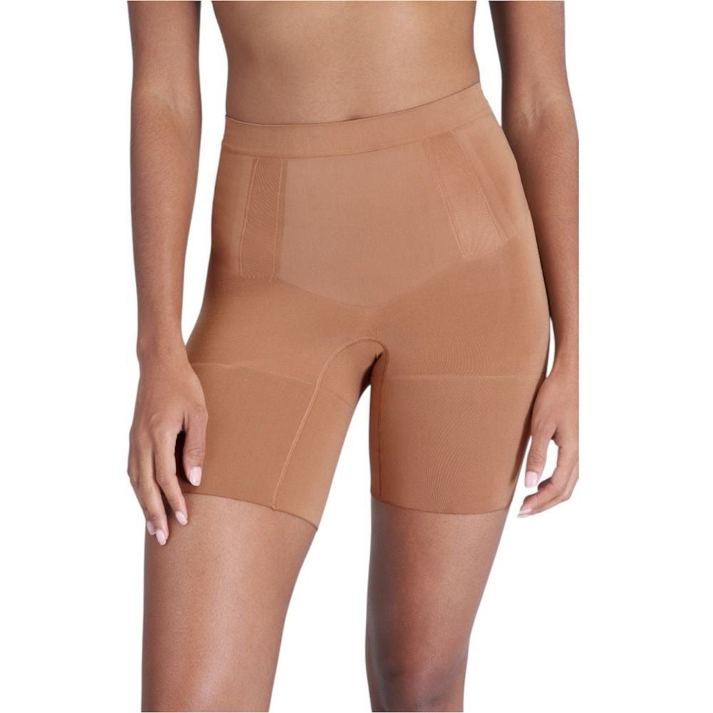 SPANX Naked 3.0 Mid-Thigh Shaper Shorts Sz S NWT Sculpting Slimming Beige